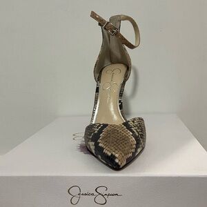 Jessica Simpson JS-Paisleah - Tan and Black Snakeskin Heels